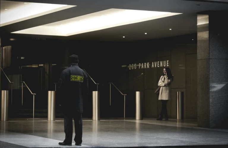 Licensed security guard on duty in an Ontario commercial building